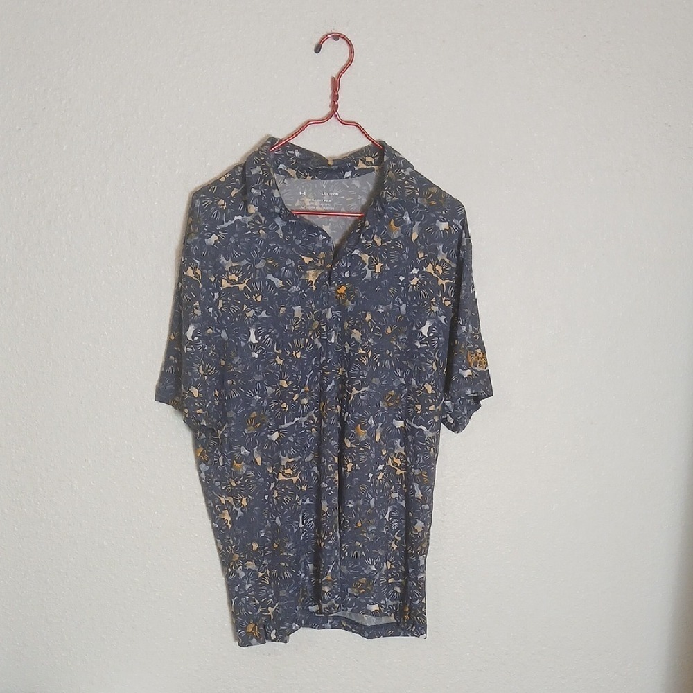 Rancho Manana LG Men's Shirt in Blue and Gold Pattern